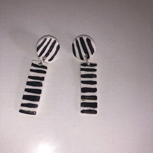 Black and white clay earrings